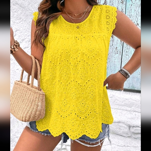 Boho Plus Size Sheer Eyelet Embroidery Lace Top Blouse Shirt White - Picture 10 of 12